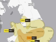 A tempestade Claudia devastará a Grã-Bretanha e trará até quinze centímetros de chuva em apenas 12 horas – enquanto o Met Office emite alerta de tempo escuro