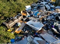 Um enorme rio de lixo de 130 pés de comprimento foi despejado em uma estrada rural – poucos dias depois que o maior depósito de lixo da Grã-Bretanha apareceu em Oxfordshire