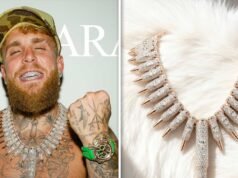 Jake Paul Cops congela a corrente de munição antes da luta AJ, diamantes de 364 quilates!