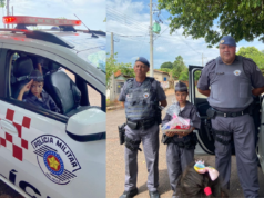 Filha escolhe tema da PM para comemoração de aniversário e tem policiais como convidados: ‘Ela quer ser policial’, diz mãe