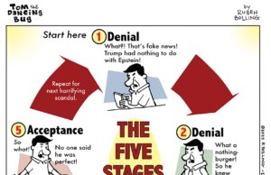 Tom the Dancing Bug MAGA Scandal mostra os cinco estágios do luto