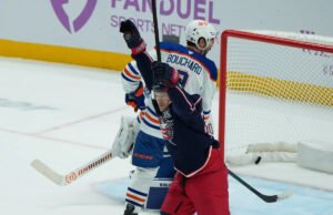 Olivier marca 2 gols para ajudar os Blue Jackets a vencer os Oilers por 5-4
