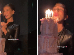 Hailey Bieber comemora seu 29º aniversário com um bolo enorme e produtos Rode