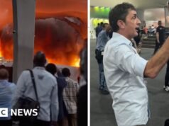 ‘Enorme coluna de fumaça’: BBC no local do grande incêndio na COP30