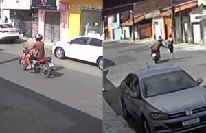 Vídeo: Motociclista flagrado agarrando as nádegas de uma mulher atravessando a rua na Grande Fortaleza