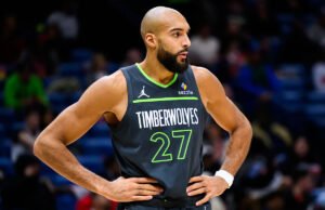 Rudy Gobert, dos Timberwolves, está de fora depois de perfurar Mark Williams com uma enterrada no meio do antebraço na derrota para o Suns.