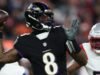 A estrela dos Ravens, QB Lamar Jackson, descartou o jogo contra os Patriots devido a uma lesão nas costas