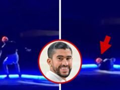 Bad Bunny escorrega e cai durante show na Cidade do México