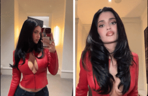 Kylie Jenner tira jaqueta vermelha e mostra decote em novo clipe quente