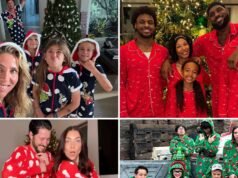 Famílias famosas usam pijamas combinando nas férias