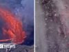 O momento em que a erupção do vulcão no Havaí envolve a câmera