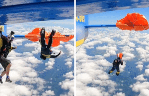Pára-quedista prende pára-quedas na cauda do avião, sorte maluca capturada em vídeo