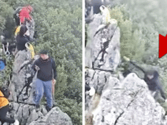 Turista cai de penhasco ao tentar tirar selfie em vídeo horrível