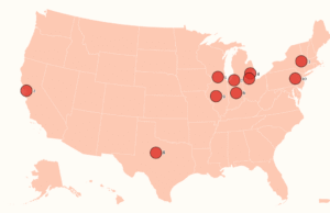 O mapa mostra as 10 cidades com os melhores mercados imobiliários dos EUA