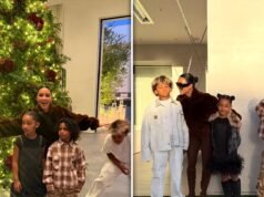 Kim Kardashian tentou tirar uma foto em grupo com os filhos, mas não saiu como planejado