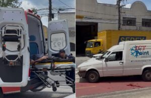 Motorista bateu em caminhão dos Correios e foi internado em Santos; vídeo