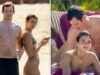 Dua Lipa vai à praia de biquíni minúsculo e mostra PDA com o noivo Callum Turner