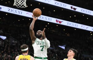 Jaylen Brown e Celtics enfrentam o Lakers na sexta-feira com LeBron James e Luka Doncic