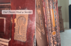 Mulher descobre botão “secreto” em porta antiga e fica chocada com o que ele faz