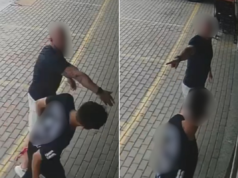 Funcionário do mercado é agredido por psicopata após fazer barulho com sua moto; vídeo