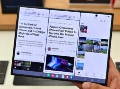 Experimentei o Galaxy Z TriFold em uma loja em Dubai e fiquei fã de seu design