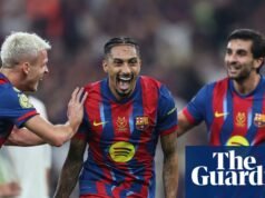 Com a dupla vantagem de Raphinha, o Barcelona derrotou o Real Madrid e conquistou a Supercopa da Espanha. futebol de clubes europeus