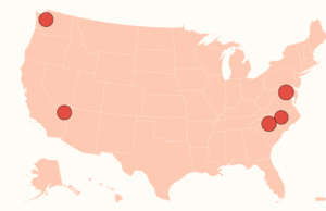 O mapa mostra as 5 cidades com os maiores acúmulos de estoque residencial