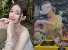 A atriz chinesa Qiao Lucy é flagrada trabalhando em um mercado noturno em Hainan