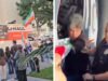 No vídeo, um homem dirige um caminhão U-Haul em um protesto iraniano