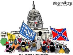 Desenho animado: fotos do grupo de agentes ICE