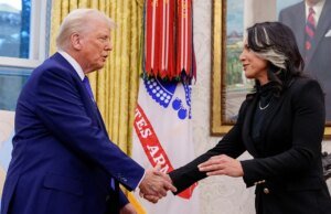 O presidente Trump diz por que Tulsi Gabbard estava em um evento de campanha na Geórgia