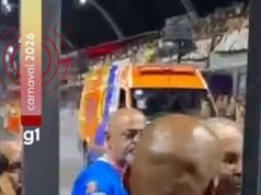 O presidente da Água de Oro ficou ferido ao ser atropelado no Portão do Anhembi após o desfile