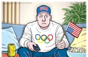 Desenho animado: vergonha olímpica