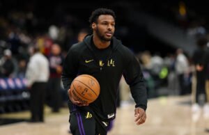 O guarda do Lakers, Bronny James, supostamente fora do jogo de domingo com os Knicks devido a dores no pé esquerdo