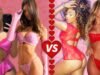rosa vs. vermelho: mulheres em lingerie rendada Quem você gostaria?!