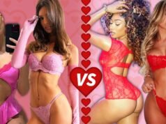 rosa vs. vermelho: mulheres em lingerie rendada Quem você gostaria?!