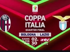 Bolonha x Lazio brigam pela última passagem para as semifinais da Coppa Itália, ao vivo na ANTV