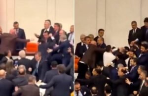 Deputados turcos brigam durante a posse dos ministros de Erdogan