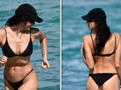 Irina Shayk mostra corpo de biquíni em dia de praia com a filha em Miami