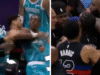O caos irrompe no jogo Pistons e Hornets enquanto uma briga massiva começa