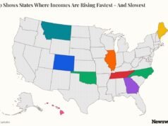 O mapa mostra os estados onde a renda está crescendo mais rápido e mais lentamente