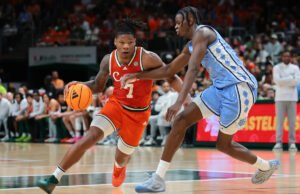 A 11ª posição da Carolina do Norte perde para o desclassificado Miami após uma vitória dramática sobre Duke