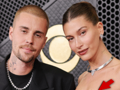 Justin e Hailey Bieber usam broches ‘ICE OUT’ no Grammy