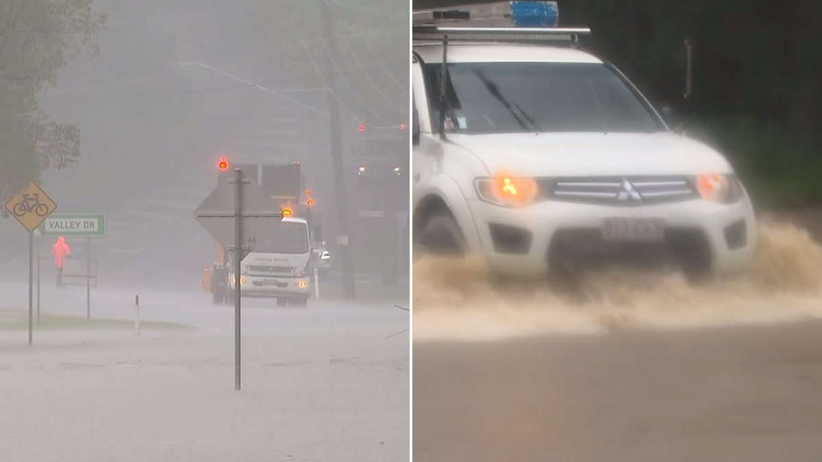 O alerta de enchentes permanece em vigor depois que 200 mm de chuva causam estragos na Gold Coast