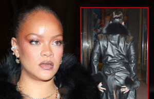 A bunda de Rihanna pisca de repente enquanto caminhava no desfile de moda de A$AP Rocky