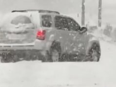 Um pé de neve está caindo para sudeste em algumas áreas