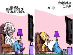 Cartoon: Antes e depois do Estado da União de Trump