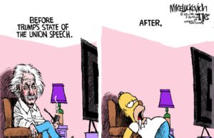 Cartoon: Antes e depois do Estado da União de Trump