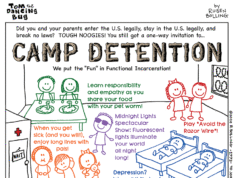 Tom, o Inseto Dançante, dá as boas-vindas às crianças no Camp Detention!