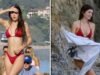 Sami Sheen foi vista deslumbrante de biquíni vermelho na praia de Malibu